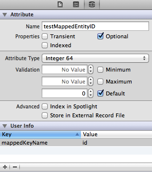 Mapped Key Name in Xcode Model Editor
